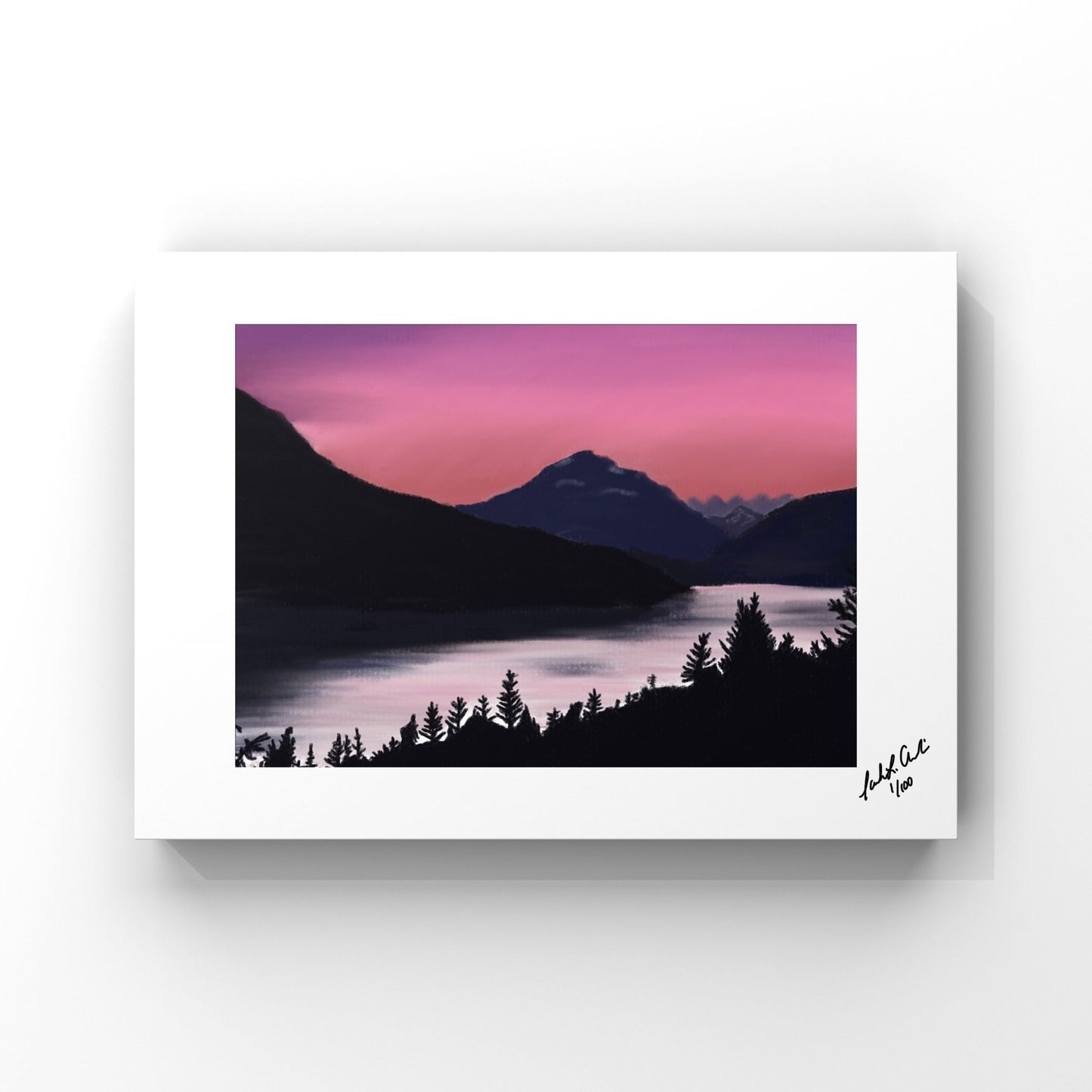 "Pink Mountain View" - Digital Art - Photo Print