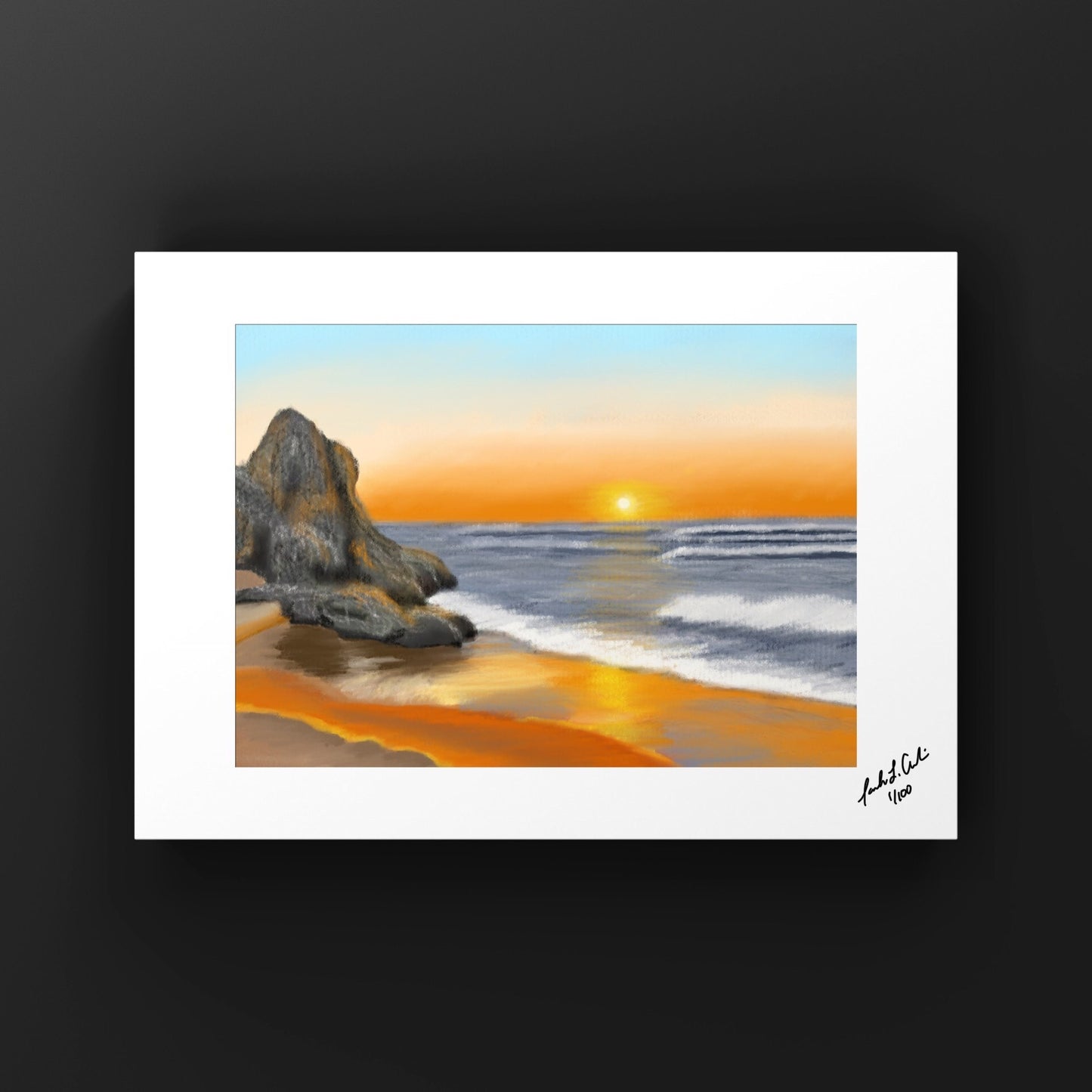 "Orange Seascape" - Digital Art - Photo Print