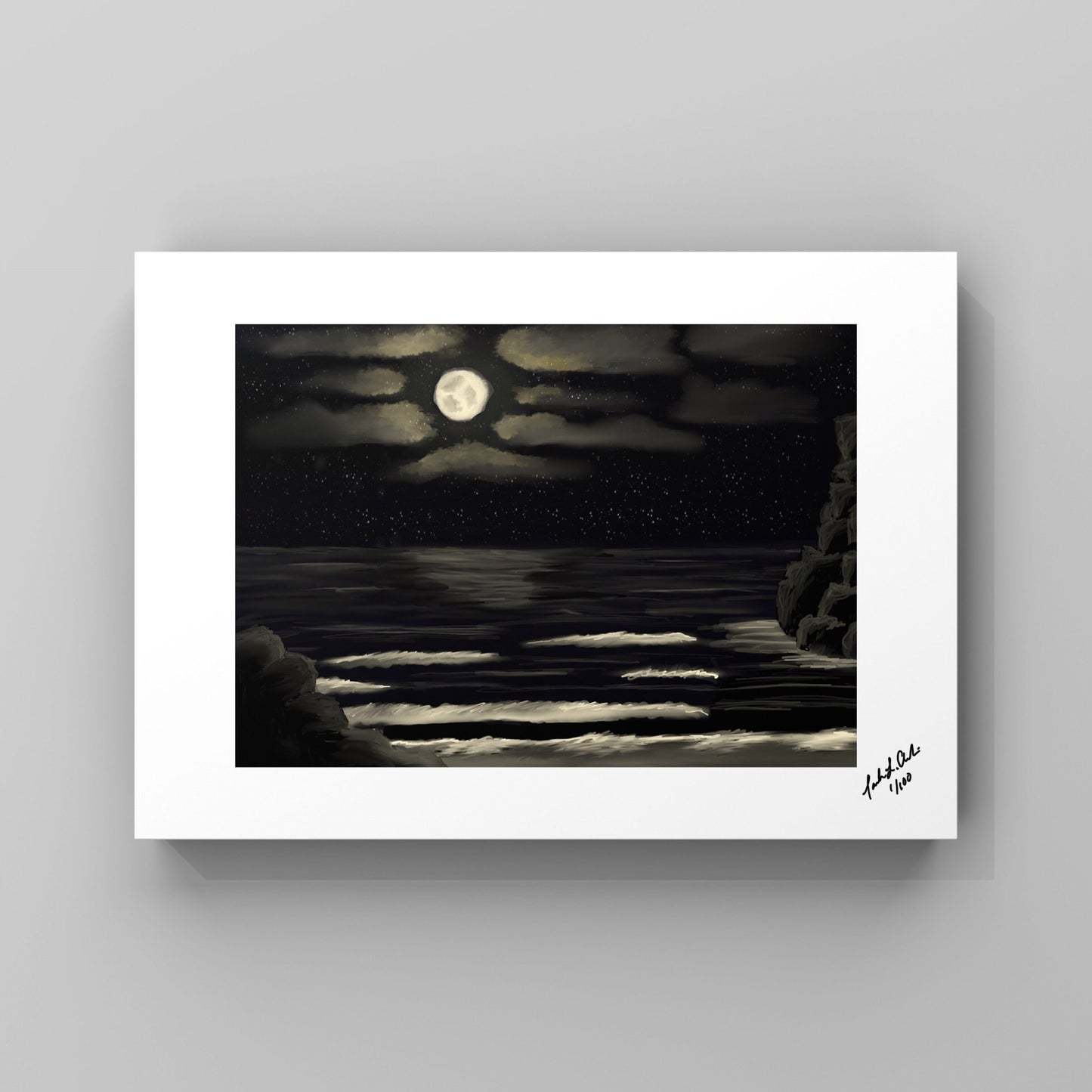 "Moonlit Beach" - Digital Art - Photo Print