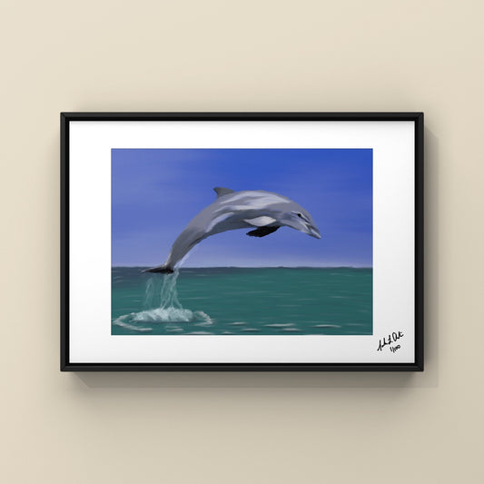 "Jumping Dolphin"- Digital Drawing- Photo Print