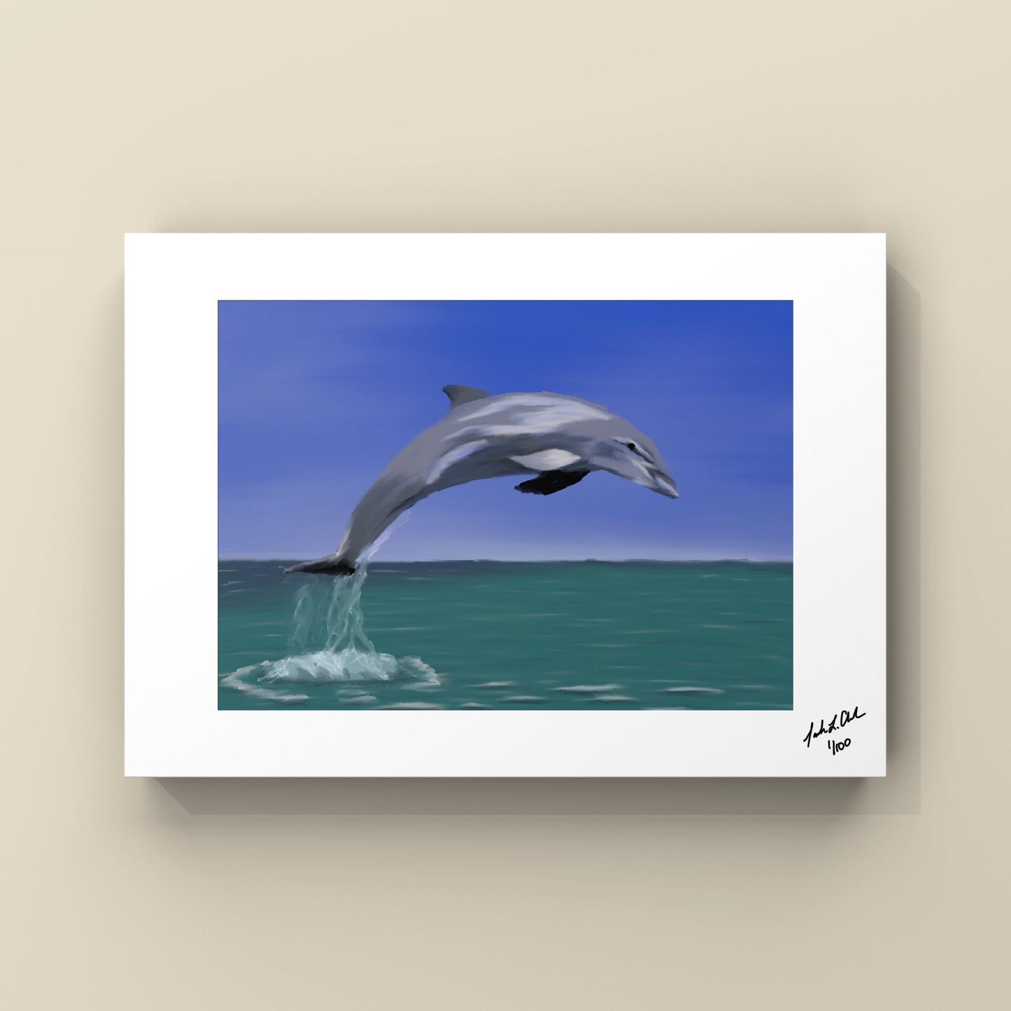 "Jumping Dolphin"- Digital Drawing- Photo Print