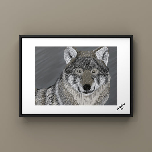 “Wintery Wolf” - Digital Art - Photo Print