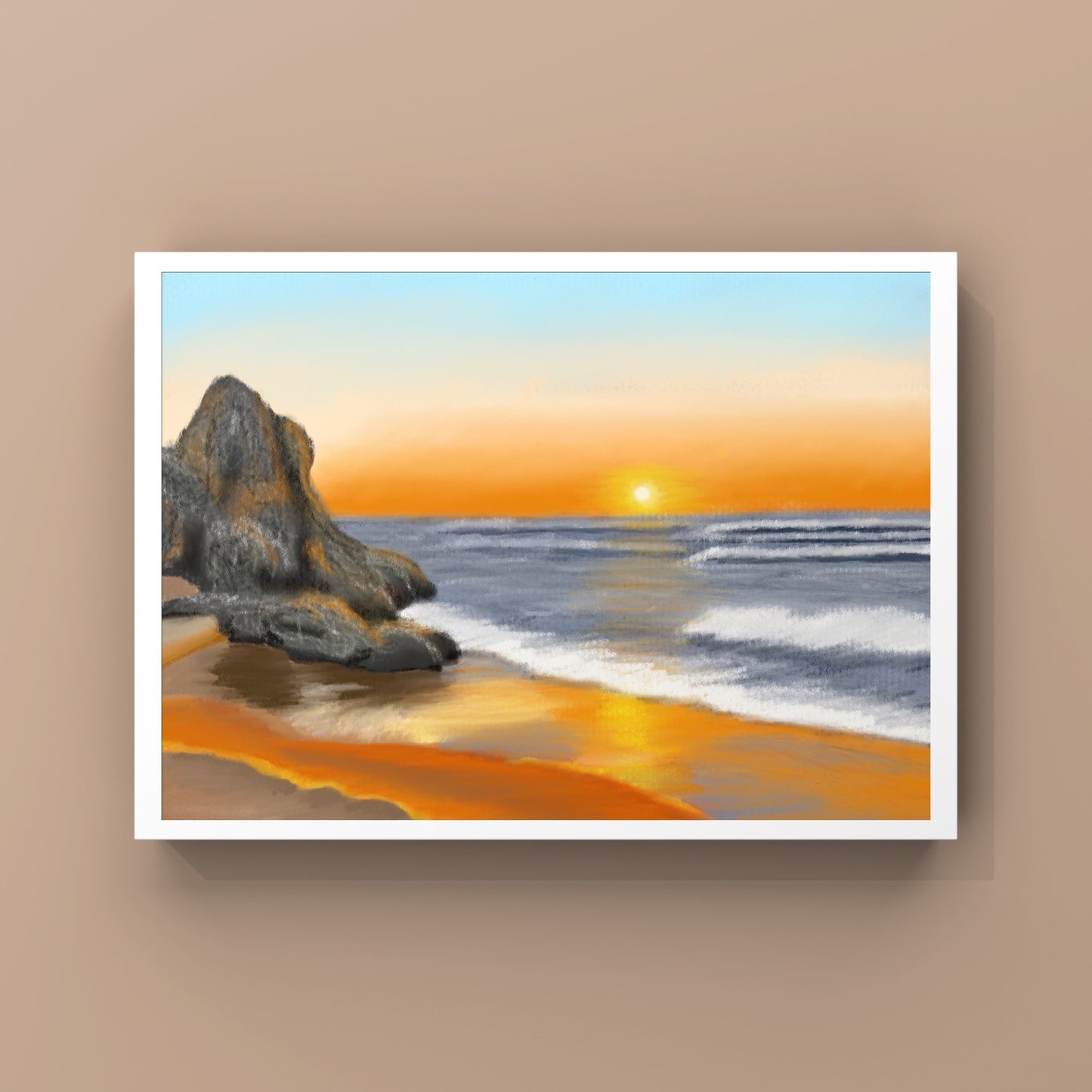 "Orange Seascape" - Digital Art - Photo Print